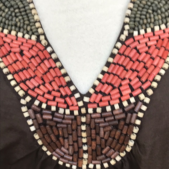 Apt. 9☀️Chocolate brown beaded halter tank - Picture 3 of 10